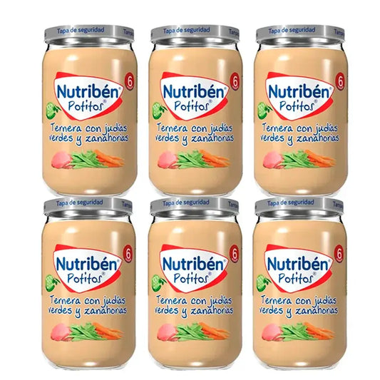 Nutriben Potito Ternera Con Judias Verdes Y Zanahoria , 6 x 235 gr