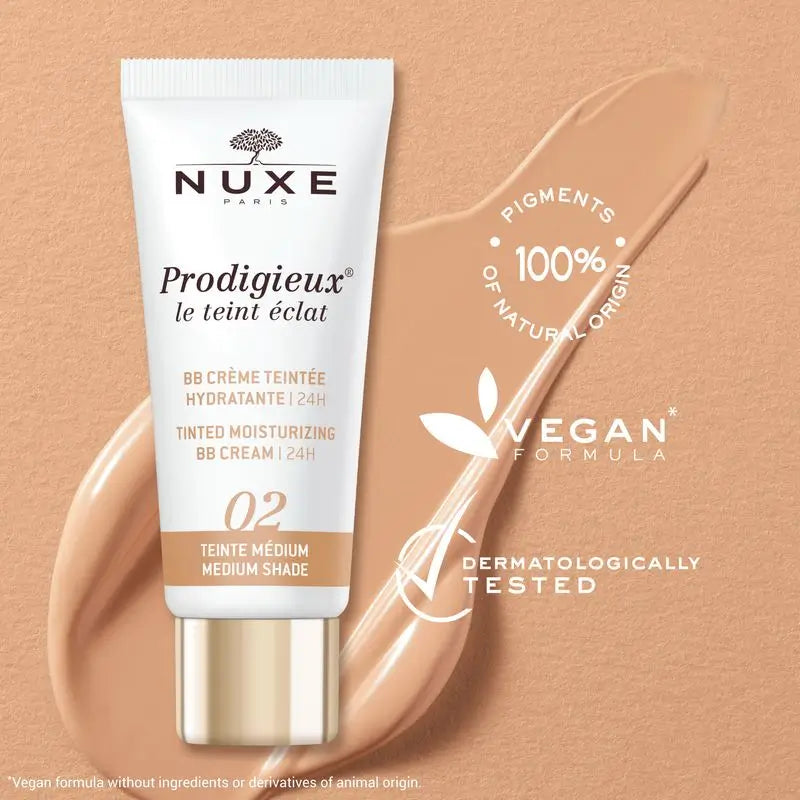 Nuxe Bb Cream Hidratante Con Color | 24H, Prodigieux® Le Teint Éclat 30Ml - Tono Medio