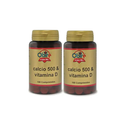 Obire Calcio 500 + Vitamina D  , Pack 2 x 100 comprimidos