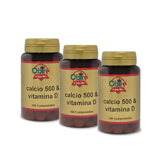 Obire Calcio 500 + Vitamina D  , Pack 3 x 100 comprimidos