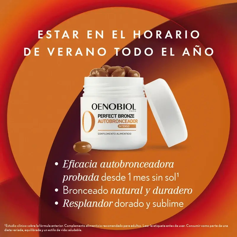 Oenobiol Perfect Bronze Autobronceador Brillo Dorado, 2x30 caps