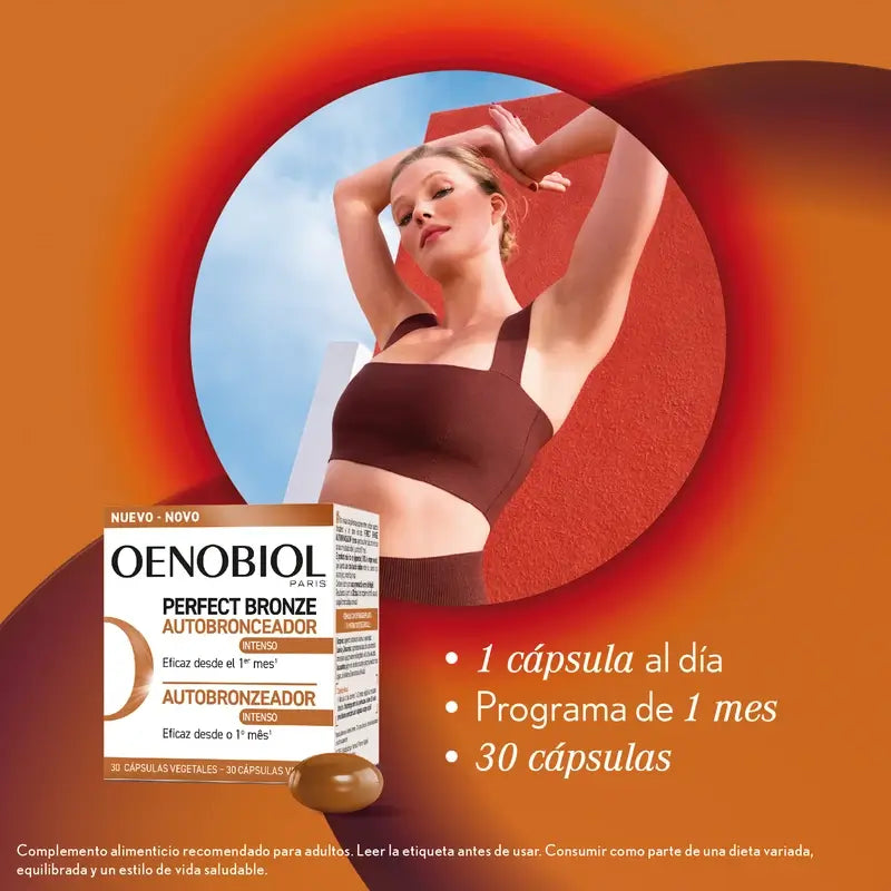 Oenobiol Perfect Bronze Autobronceador Brillo Dorado, 30 caps