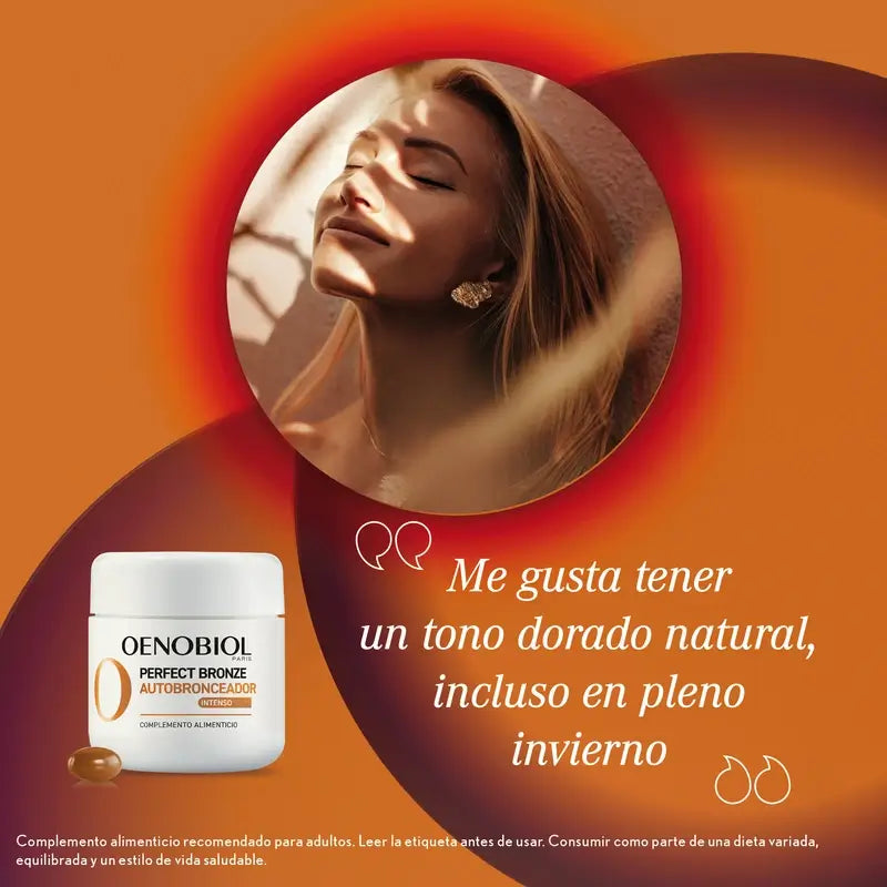 Oenobiol Perfect Bronze Autobronceador Brillo Dorado, 30 caps
