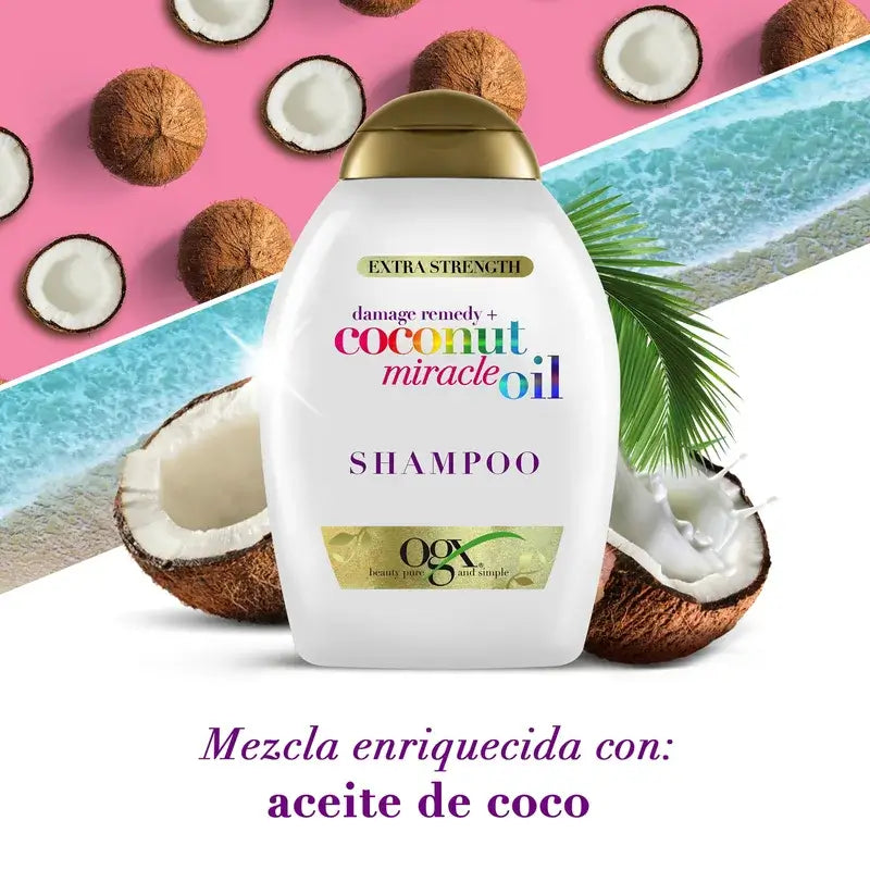 OGX Acondicionador Coconut Miracle Oil Extra Strength, Repara y Revive, Cabellos Dañados, 385 ml