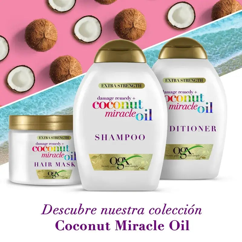 OGX Acondicionador Coconut Miracle Oil Extra Strength, Repara y Revive, Cabellos Dañados, 385 ml