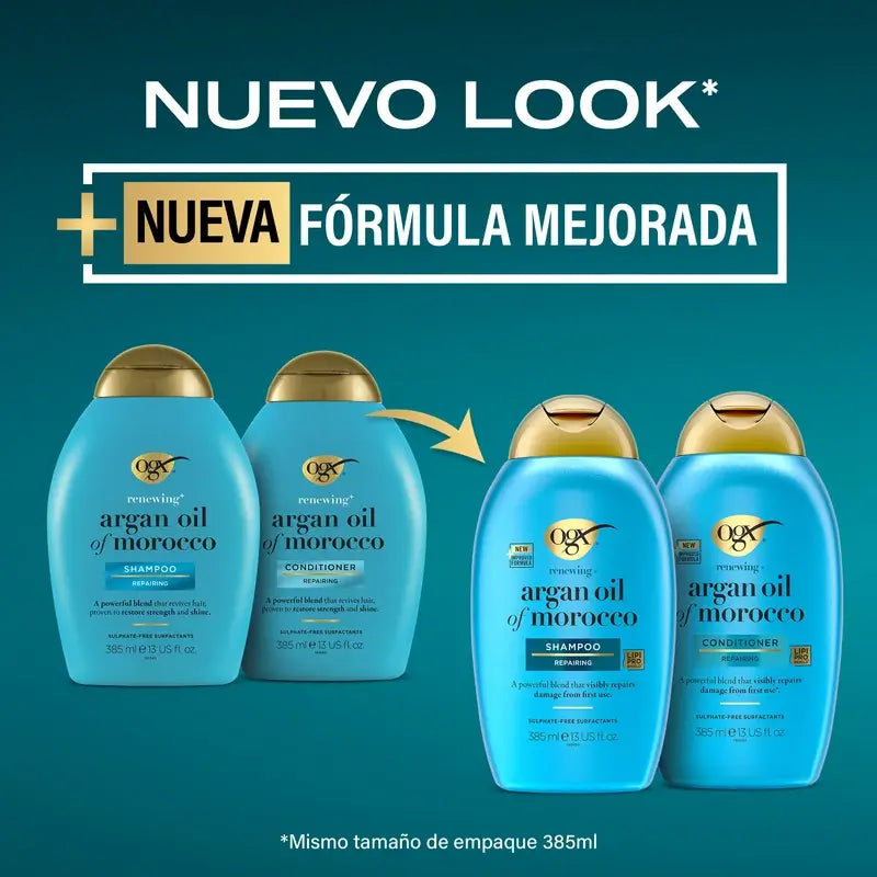 OGX Champú Aceite de Argán de Marruecos, Cabellos Secos y Dañados, 385 ml