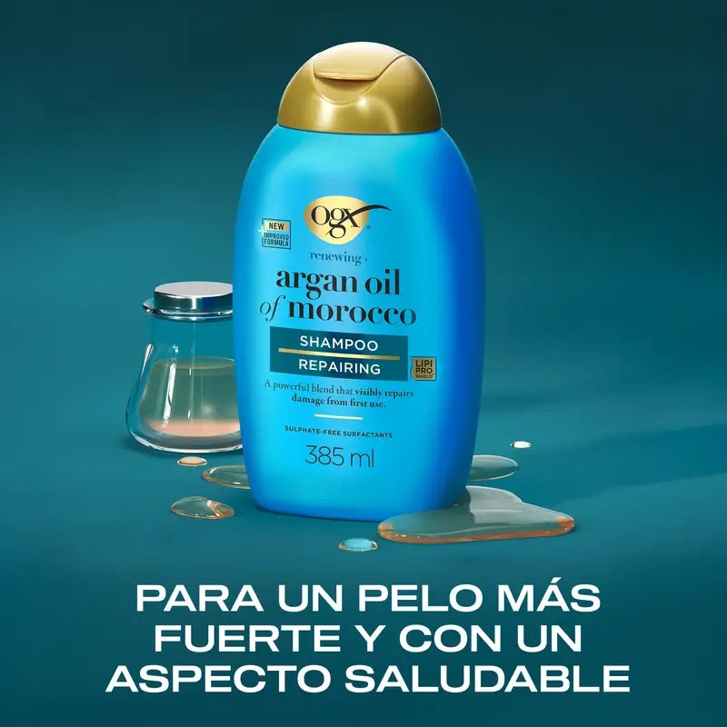 OGX Champú Aceite de Argán de Marruecos, Cabellos Secos y Dañados, 385 ml