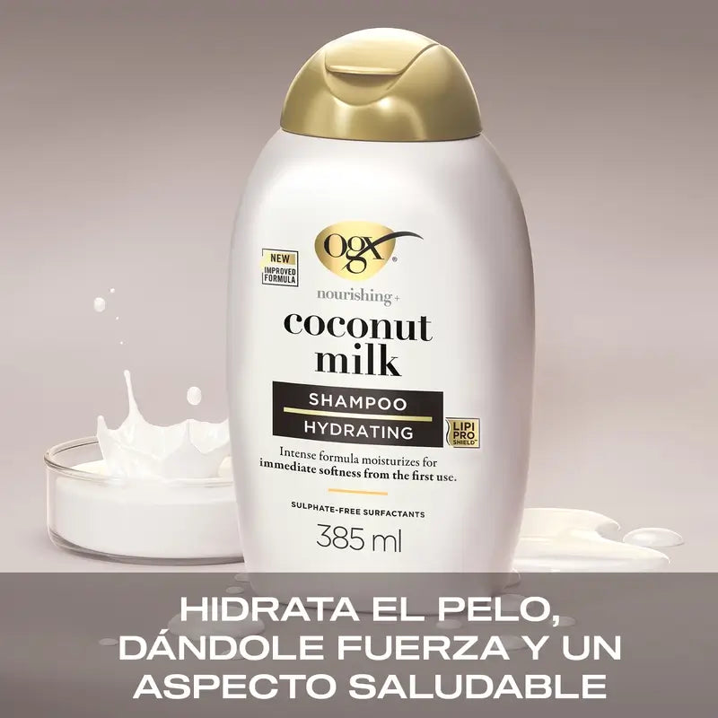 OGX Champú Leche de Coco, Cabellos Secos, 385 ml