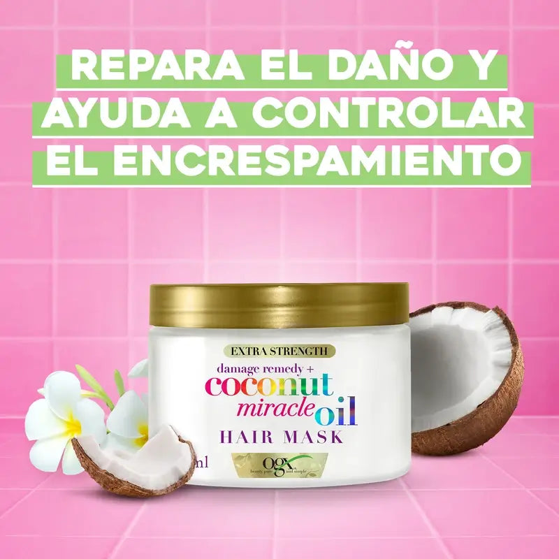 OGX Mascarilla Capilar de Aceite de Coco Milagroso, Repara y Revive, Pelo Dañado y Frágil, 168g