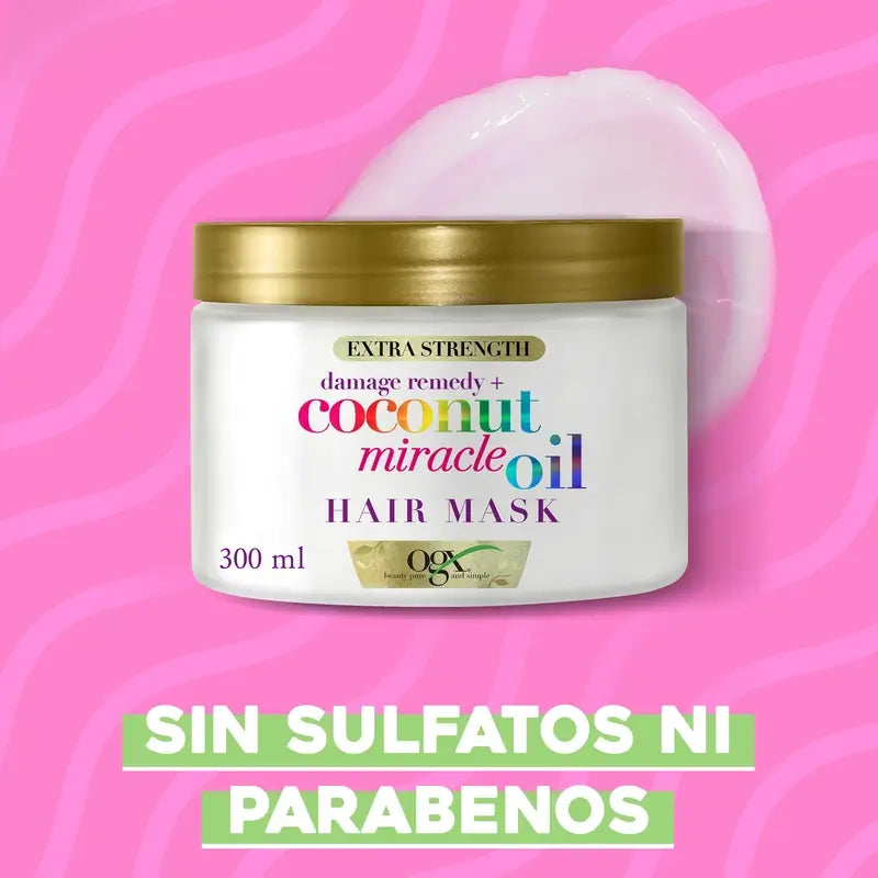 OGX Mascarilla Capilar de Aceite de Coco Milagroso, Repara y Revive, Pelo Dañado y Frágil, 168g