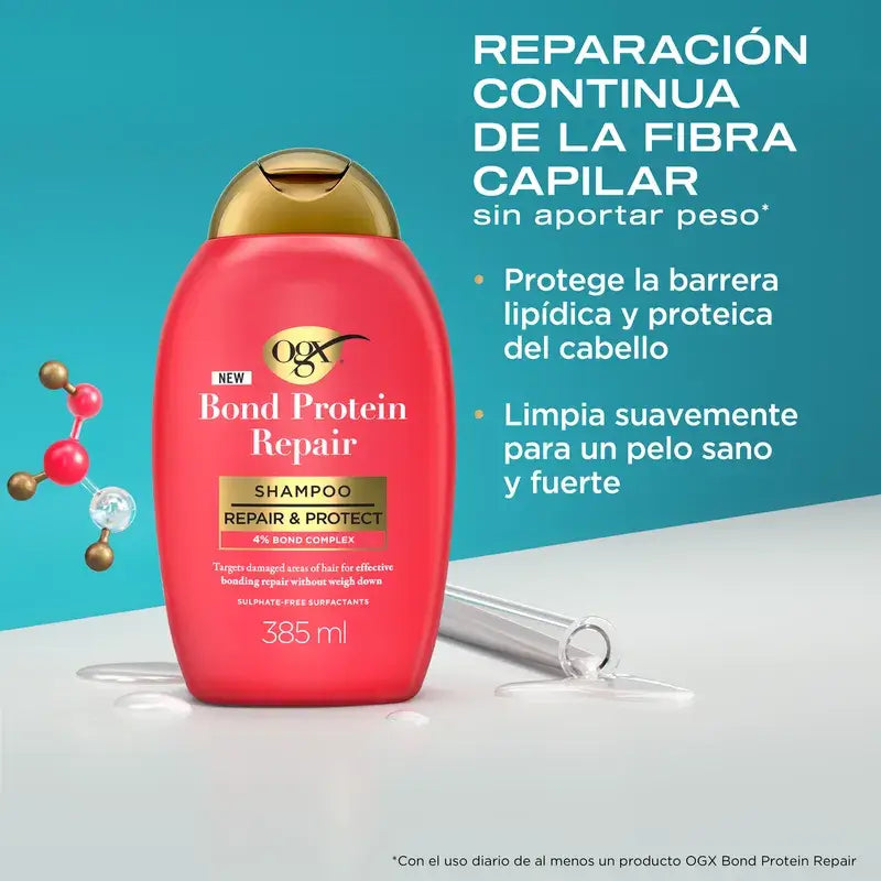 Ogx Bond Repair Shampoo, Champú Reparador, Sin Sulfatos Para El Pelo, 385 Ml