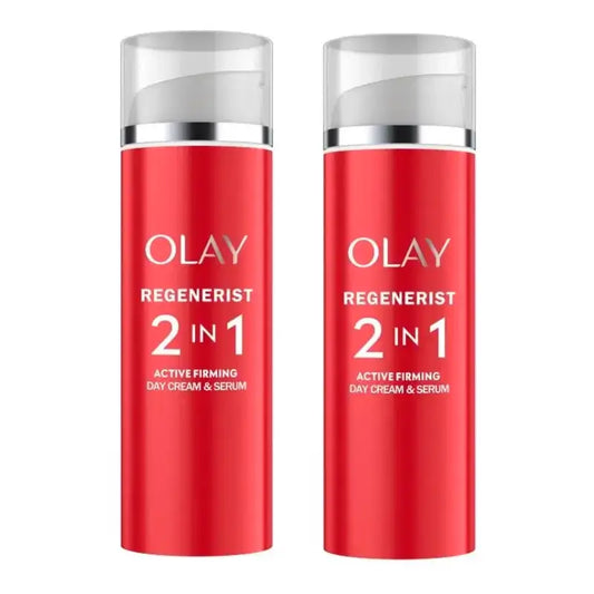 Olay Regenerist 2 in 1 Active Firming Day Cream & Serum Reafirmante, pack 2 x 50 ml