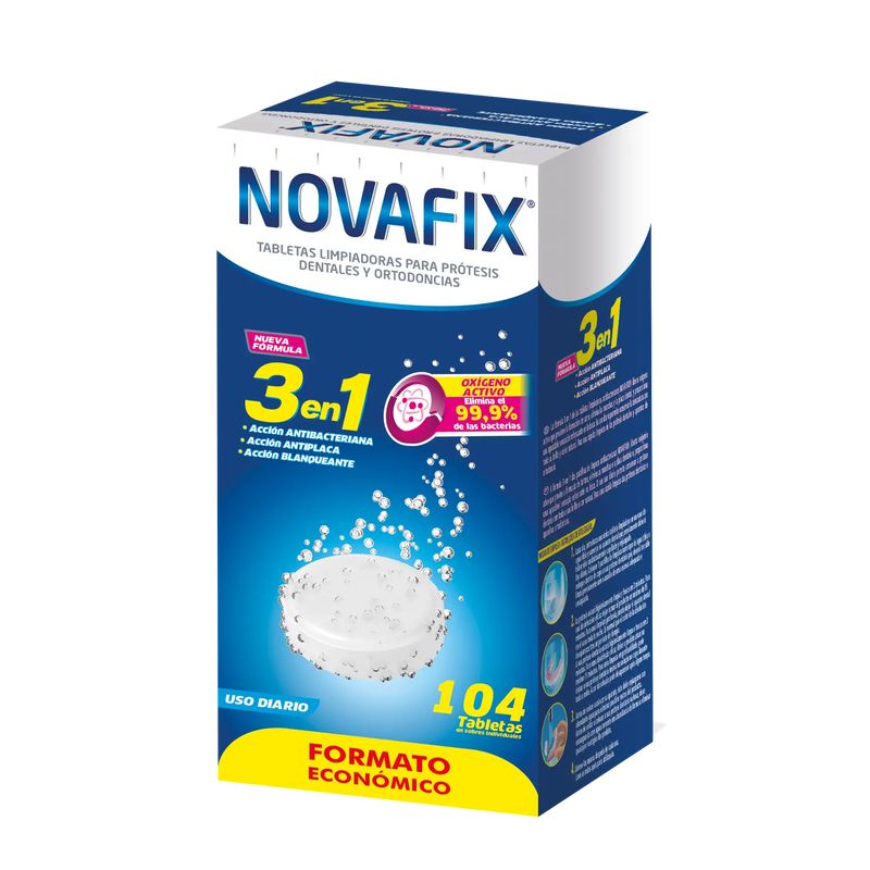 Novafix Tabletas Limpiadoras 3 En 1, 104 Tabletas