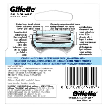 Gillette Recambios Skinguard Sensitive Compatibles Con Mangos Fusion , 4 unidades