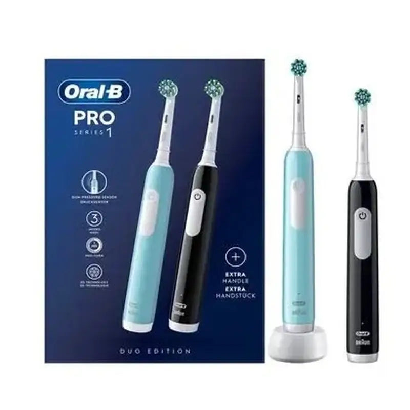 Oral-B Braun Cep. Eléctrico Pack Duplo Pro 1 Negro + Azul