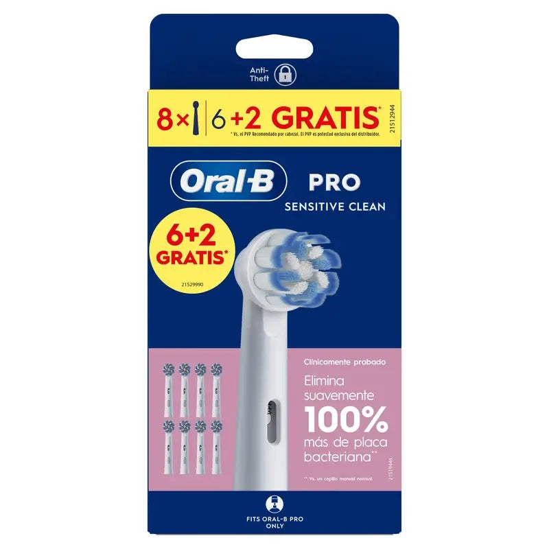 Oral-B Braun Recambio Sensitive Clean, Pack De, 6+2 unidades