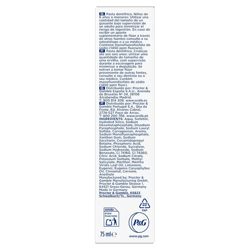 Oral-B Pasta 3Dw Blancura Radiante , 75 ml