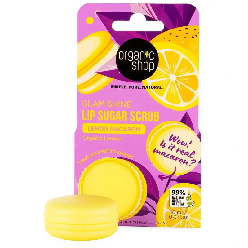 Organic Shop Fac Exfoliante Labial De Azúcar Macaron De Limón , 10 ml