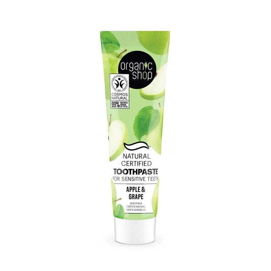 Organic Shop Os Manzana Y Uva. Pasta De Dientes Natural Certificada Para Sensibilidad Dental, 100 G
