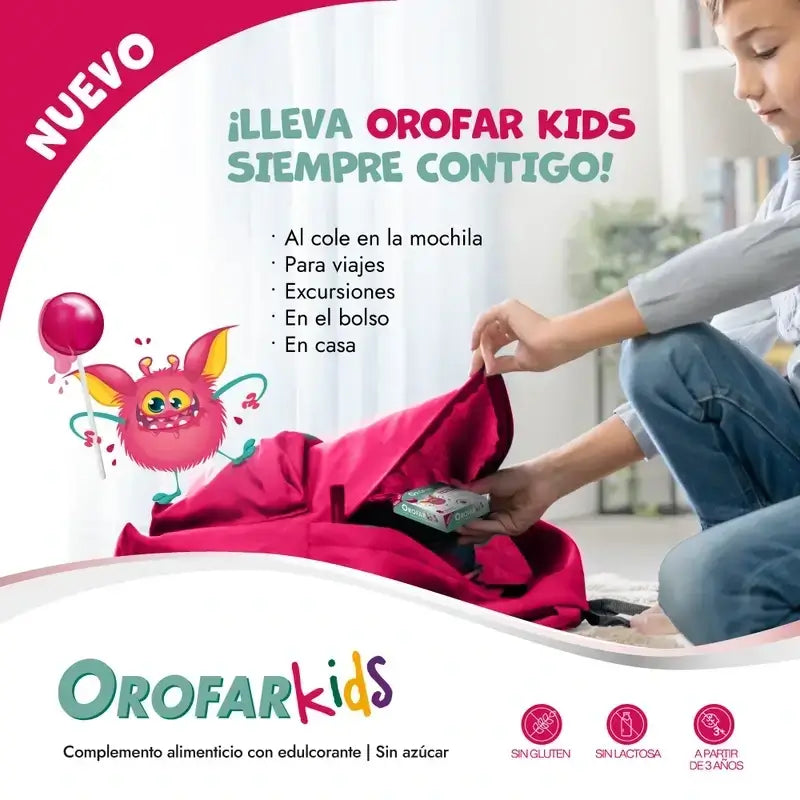 Orofar Kids Piruletas Para Picor De Garganta Sabor Frambuesa Sin Azúcar , 2x8 piruletas
