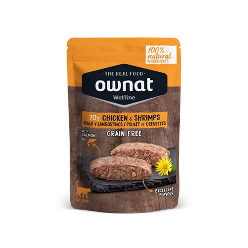 Ownat Wetline Feline Pollo Y Camaron 12X85Gr