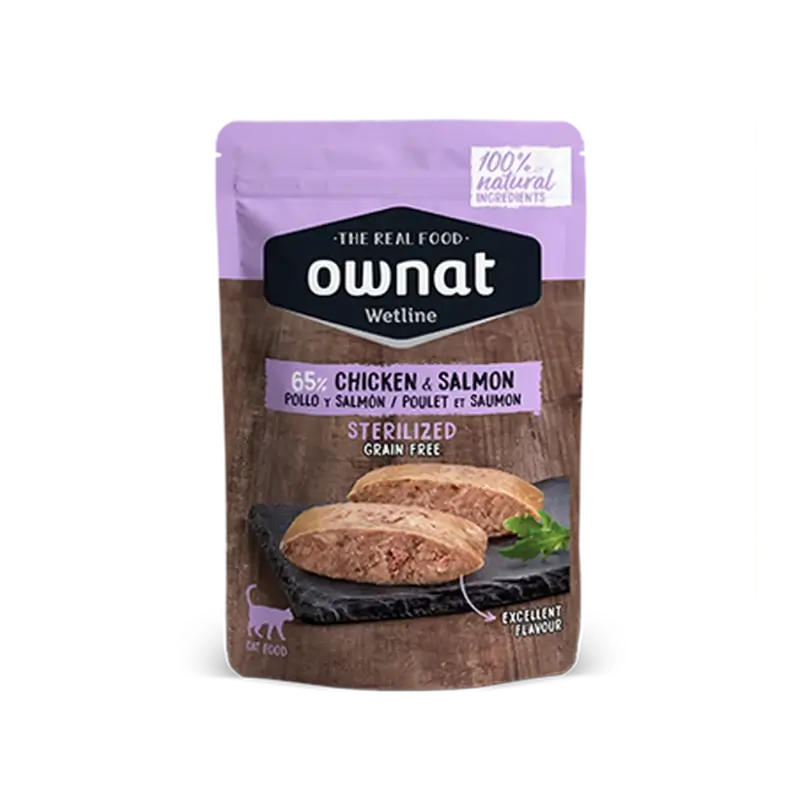 Ownat Wetline Feline Sterilized Pollo Salmon 12X85Gr