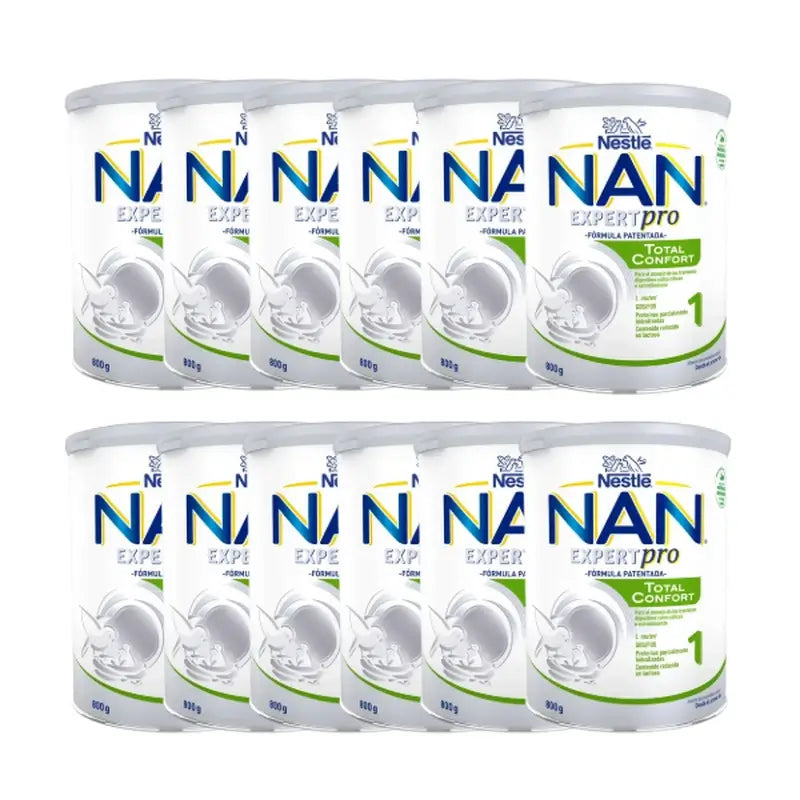 Nestlé Nan Total Confort 1 Leche intantil, Pack 12 X 800 gr