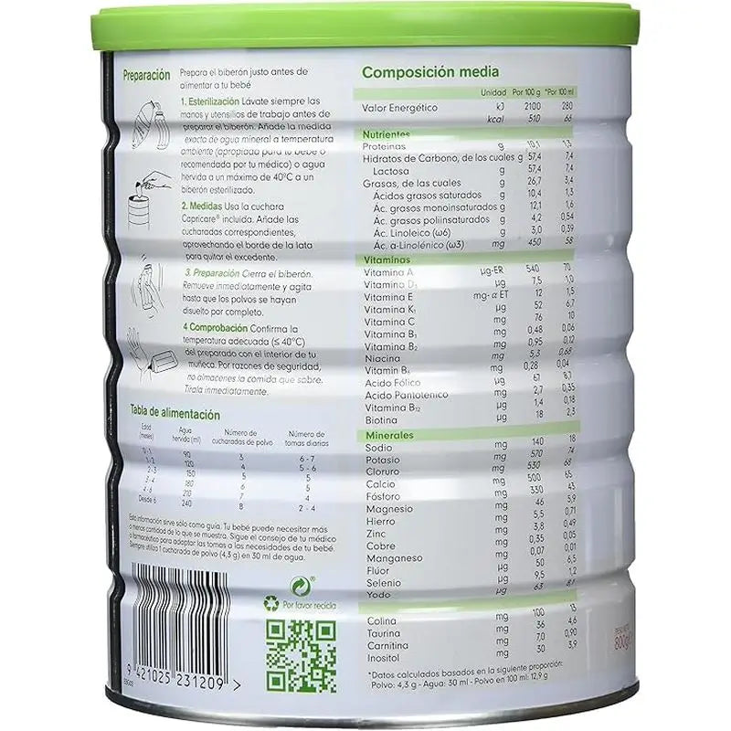 Capricare 1 Leche para Lactantes, Pack 2 X 800 gr