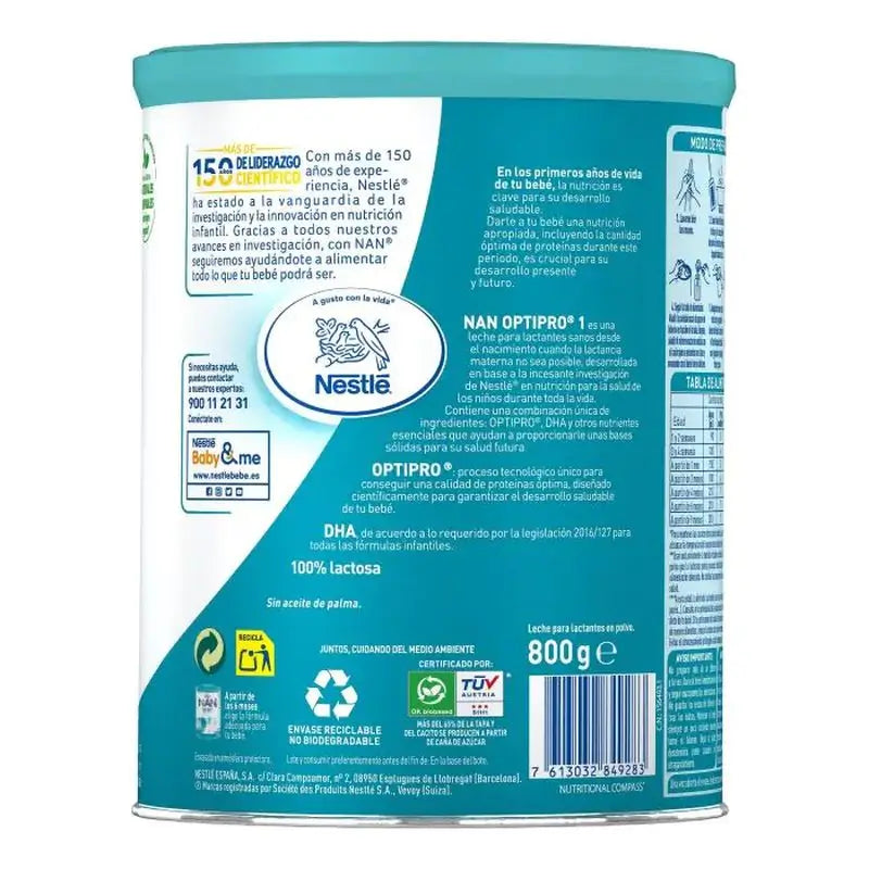 Nestlé Nan Optipro 1 Leche de Inicio, 2X800 gr