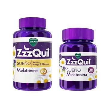 ZzzQuil Natura Melatonina Original y Sabor Mango, Pack 30 + 60