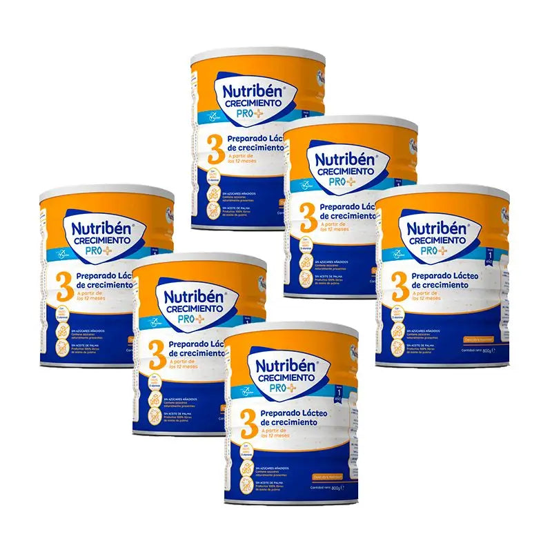 Nutribén Crecimiento Pro+ 3 Leche, 6 X 800 gr