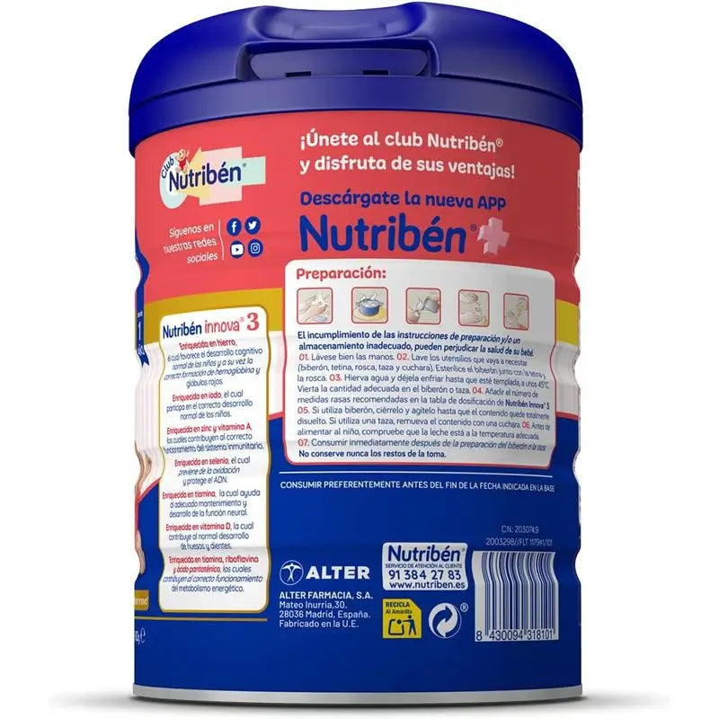 Nutribén Innova 3 Leche Crecimiento, 8 X 800 gr