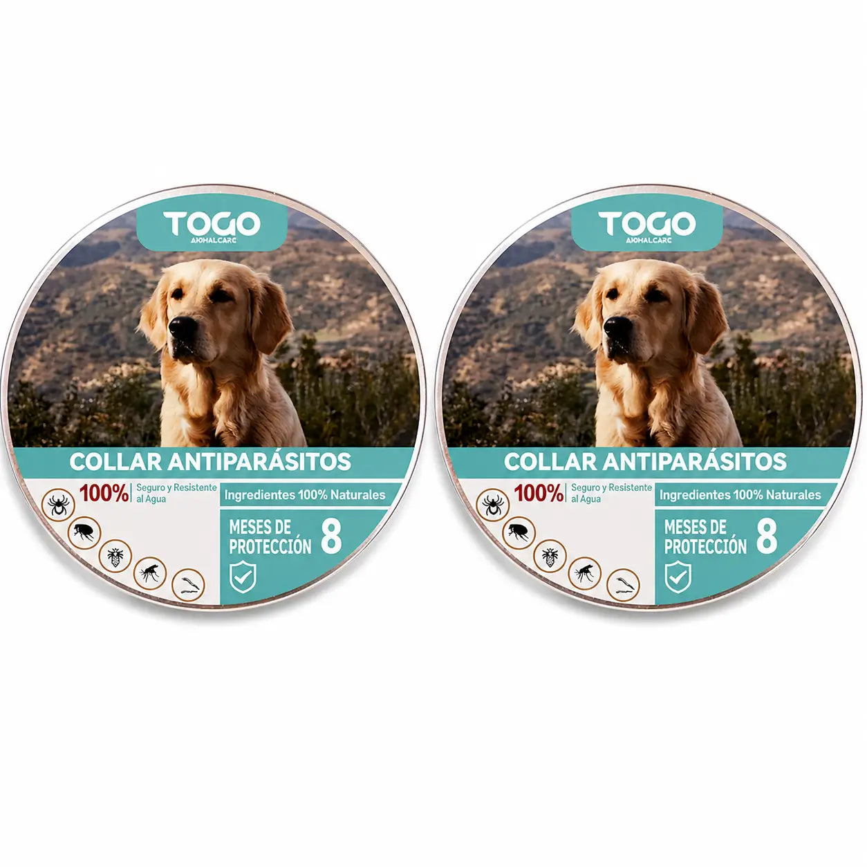 Togo Collar Antiparasitario Repelente Para Perros Todos Los Tamaños, pack de 2