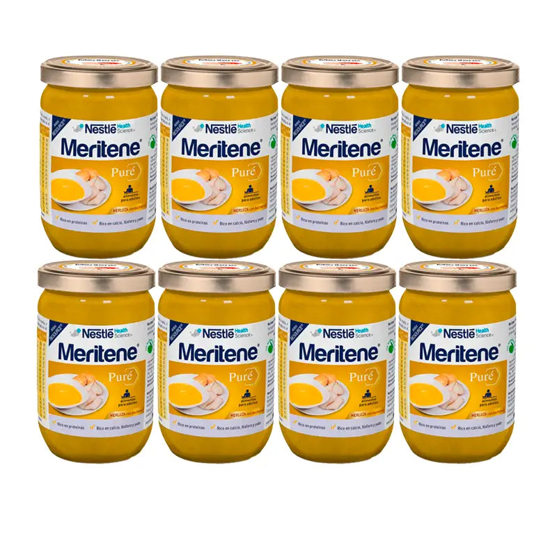 Meritene Puré Merluza con Bechamel, Pack 8x300 gr