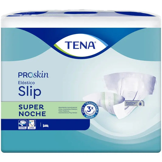Tena Pañal Proskin Slip Elástico Mediano Super Noche , 80 unidades