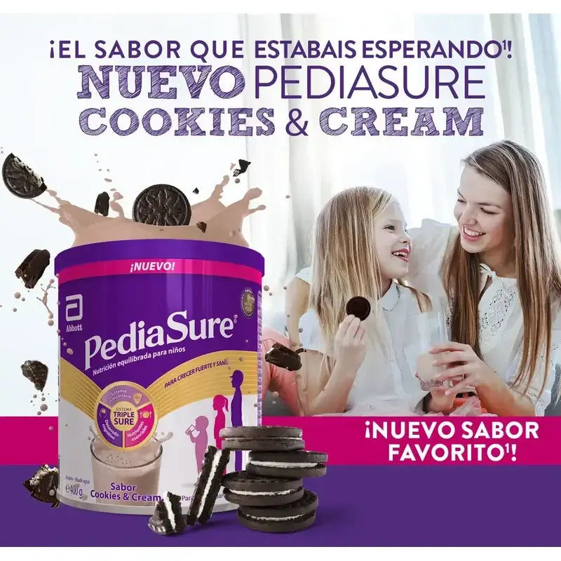 Pediasure Cookies & Cream + Drink Chocolate Niños, 850 gr + 4 Botellas Vainilla x 220 ml