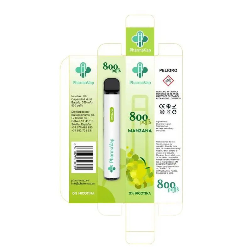 Pharmavap Vaper Sabor Manzana | Sin Nicotina Pharmavap Vaper Sabor Manzana | Sin Nicotina