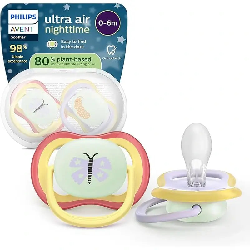 Philips Avent 2 chupetes ultra air nocturno 0-6m niña