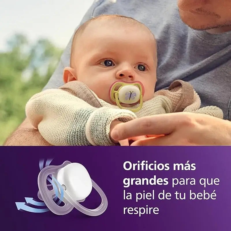 Philips Avent 2 chupetes ultra air nocturno 0-6m niña