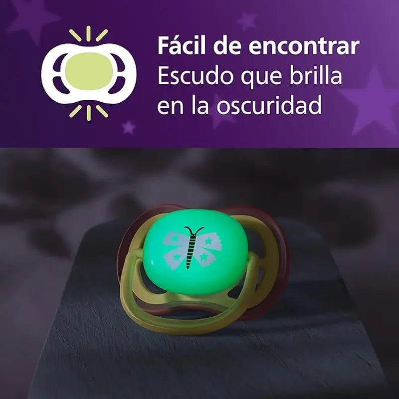 Philips Avent 2 chupetes ultra air nocturno 0-6m niña