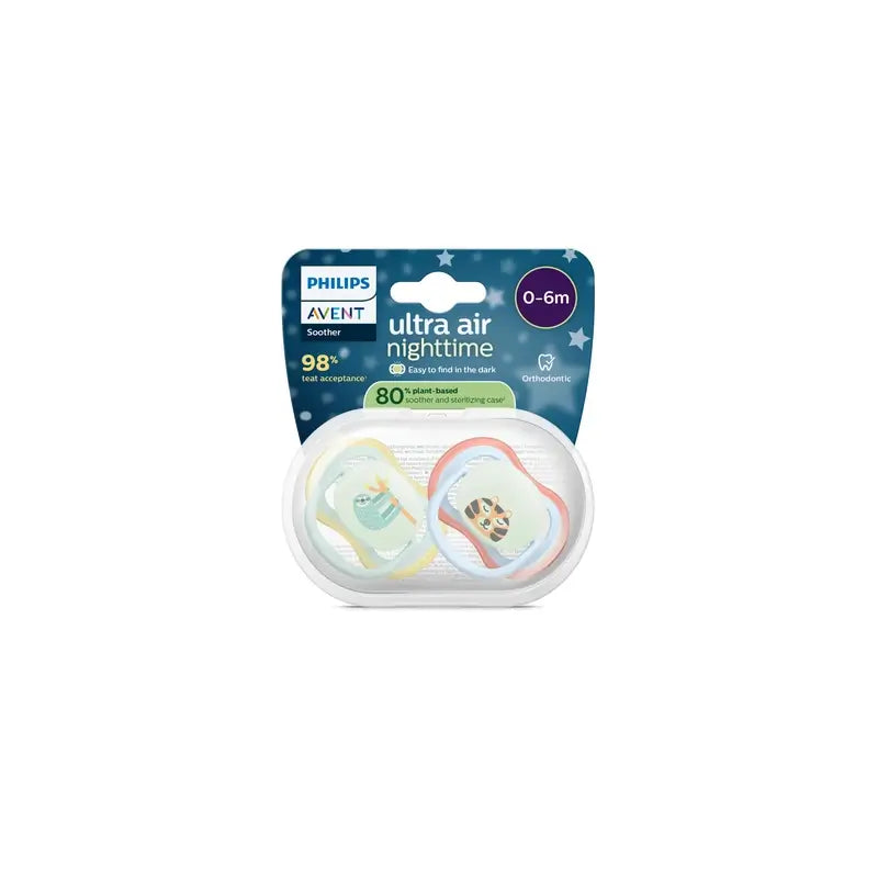 Philips Avent 2 chupetes ultra air nocturno 0-6m niño