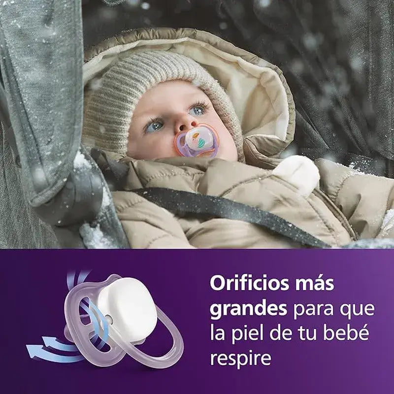 Philips Avent 2 chupetes ultra air nocturno +18m niña