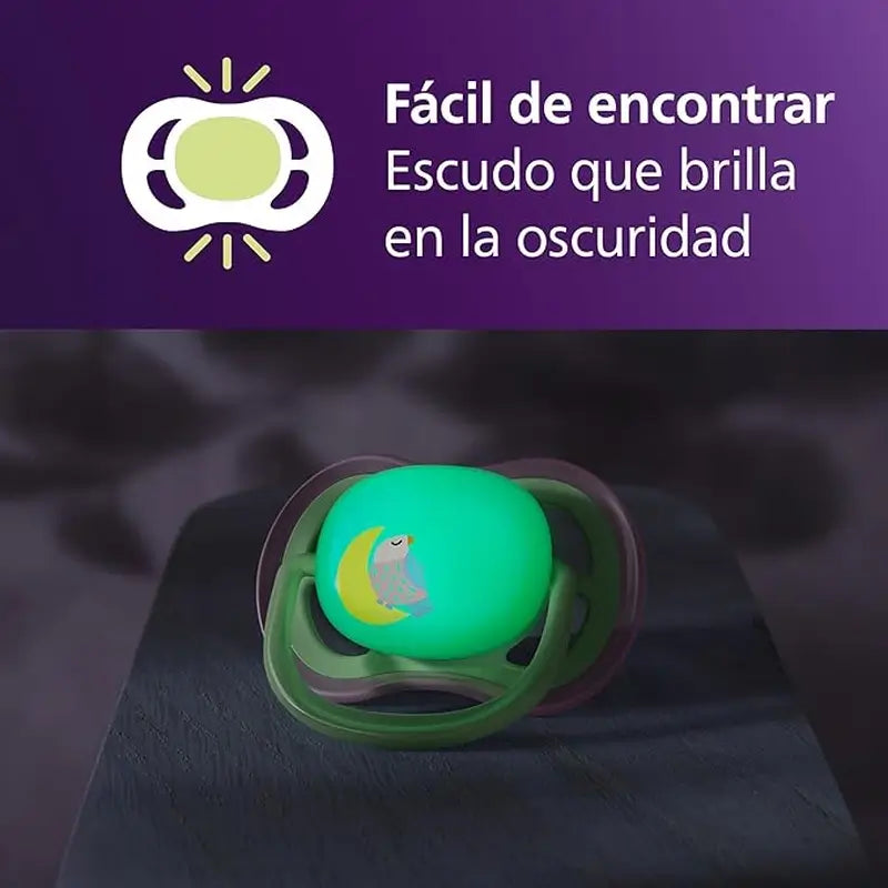 Philips Avent 2 chupetes ultra air nocturno 6-18m niña