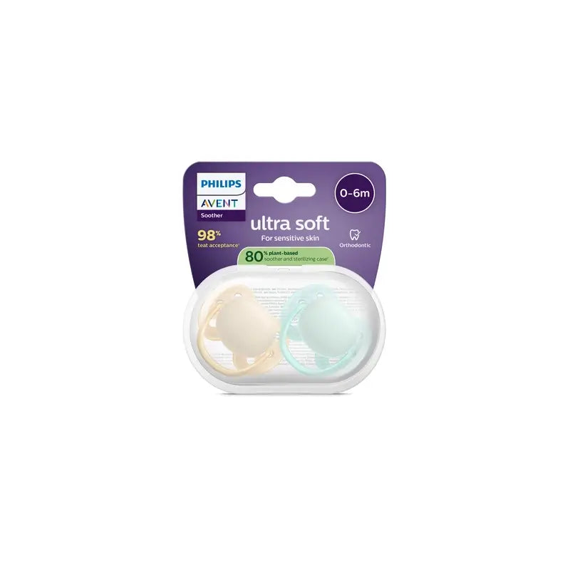 Philips Avent 2 chupetes ultra soft 0-6m neutral