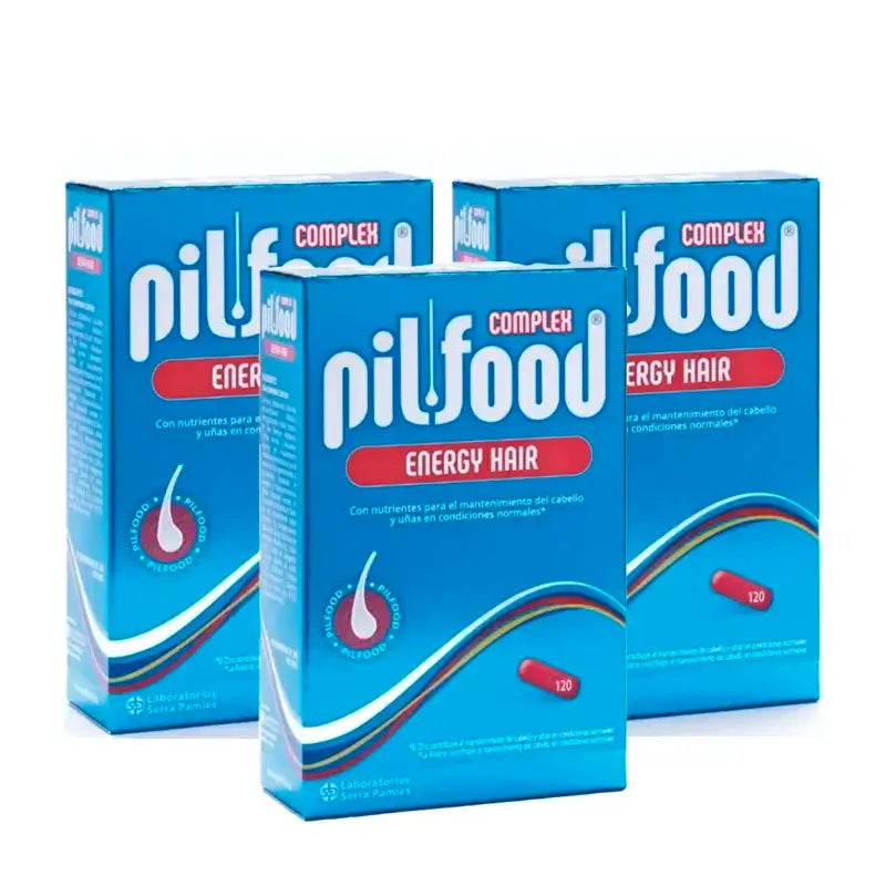 Pilfood Complex Nutrientes Para Cabello y Uñas, Pack 3 x 120 Comprimidos