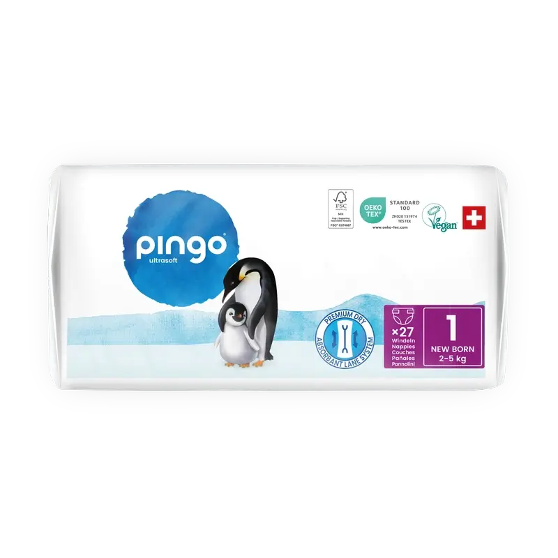 Pingo Pañales Ecológicos Talla 1 (2-5 Kg), 27 unidades