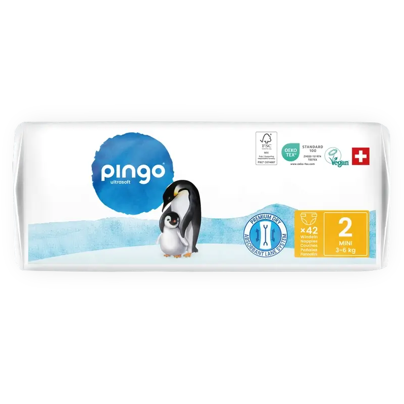 Pingo Pañales Ecológicos Talla 2 (3-6 Kg), 42 unidades