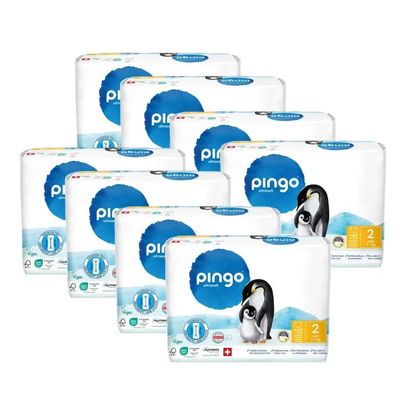 Pingo Pañales Ecológicos Talla 2 (3-6 Kg), 8X42 Unidades
