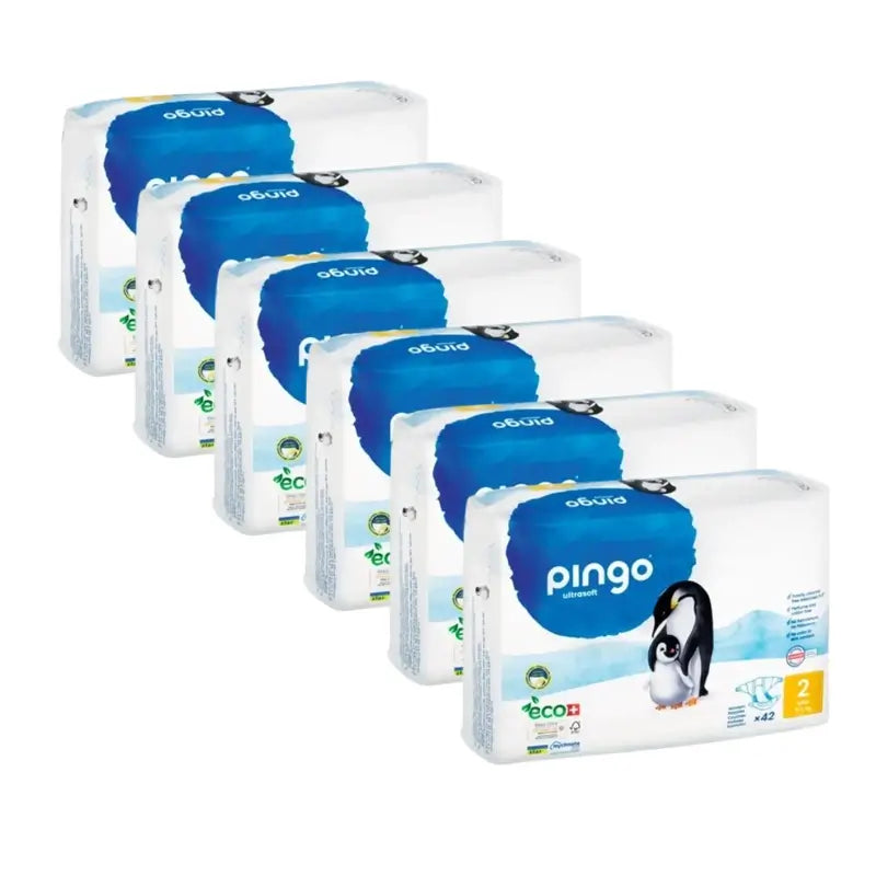 Pingo Pañales Ecológicos Talla 2 Mini (3-6 Kg), 6X42 Unidades