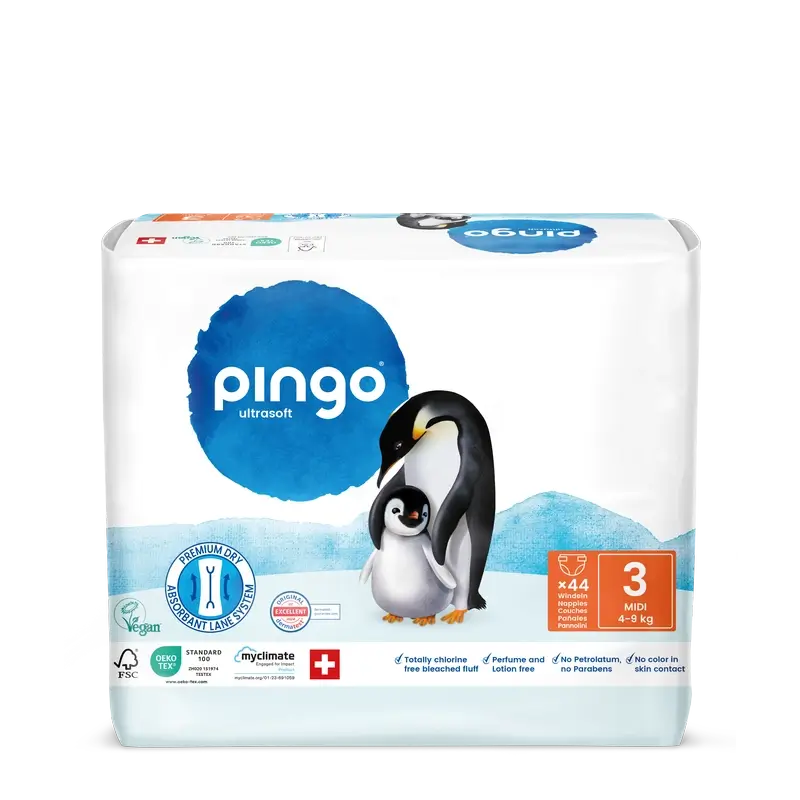 Pingo Pañales Ecológicos Talla 3 (4-9 Kg), 44 unidades